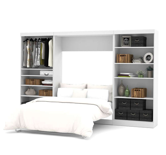 Bestar - Pur Full Murphy Bed with 2 Shelving Units (131W) in White - 26895-17 veiw 2