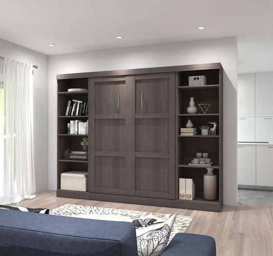Bestar - Pur Full Murphy Bed with 2 Storage Units (109W) in Bark Grey - 26893-47 veiw 2