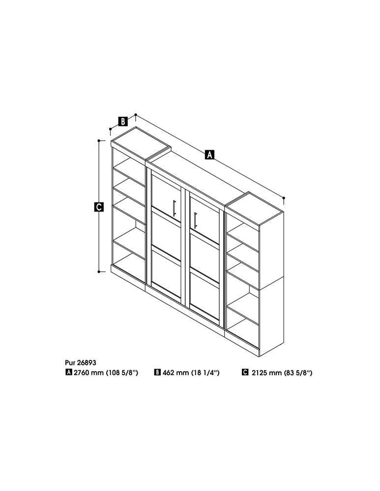 Bestar - Pur Full Murphy Bed with 2 Storage Units (109W) in Bark Grey - 26893-47 veiw 5