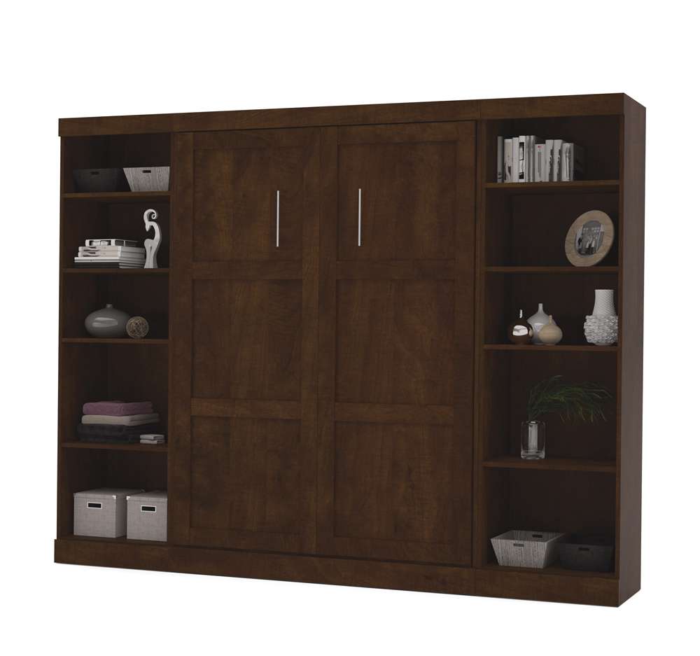 Bestar - Pur Full Murphy Bed with 2 Storage Units (109W) in Chocolate - 26893-69 veiw 1