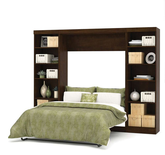 Bestar - Pur Full Murphy Bed with 2 Storage Units (109W) in Chocolate - 26893-69 veiw 2