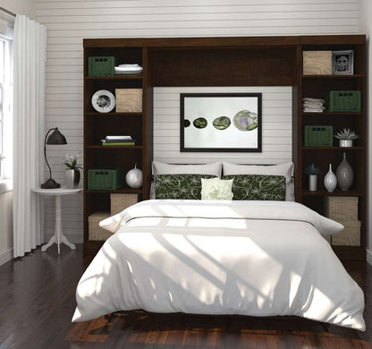 Bestar - Pur Full Murphy Bed with 2 Storage Units (109W) in Chocolate - 26893-69 veiw 3