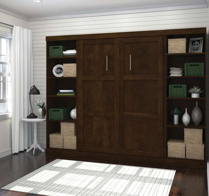 Bestar - Pur Full Murphy Bed with 2 Storage Units (109W) in Chocolate - 26893-69 veiw 4