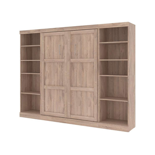 Bestar - Pur Full Murphy Bed with 2 Storage Units (109W) in Rustic Brown - 26893-000009 veiw 1
