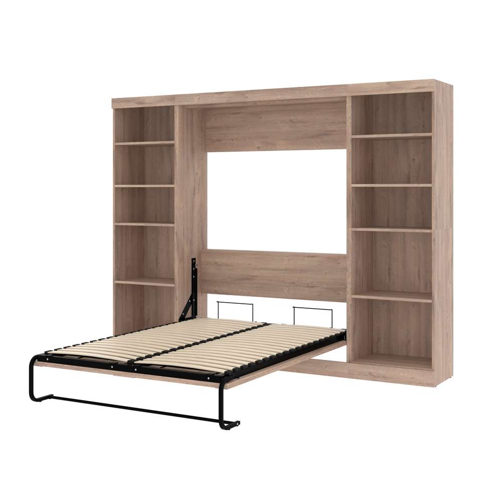 Bestar - Pur Full Murphy Bed with 2 Storage Units (109W) in Rustic Brown - 26893-000009 veiw 7