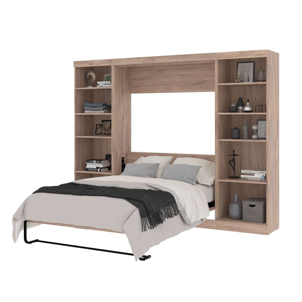 Bestar - Pur Full Murphy Bed with 2 Storage Units (109W) in Rustic Brown - 26893-000009 veiw 8