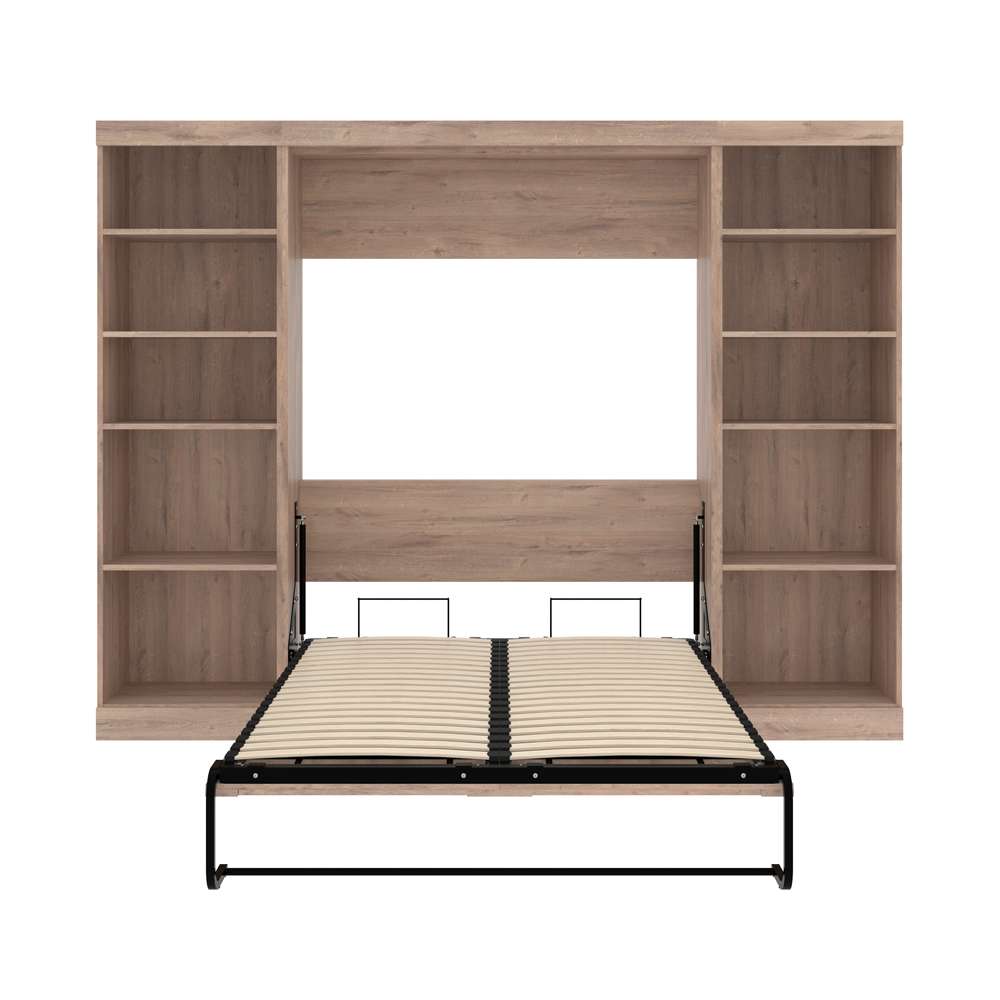 Bestar - Pur Full Murphy Bed with 2 Storage Units (109W) in Rustic Brown - 26893-000009 veiw 9