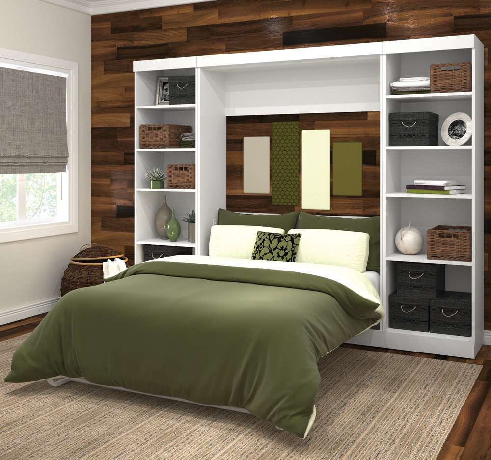 Bestar - Pur Full Murphy Bed with 2 Storage Units (109W) in White - 26893-17 veiw 3