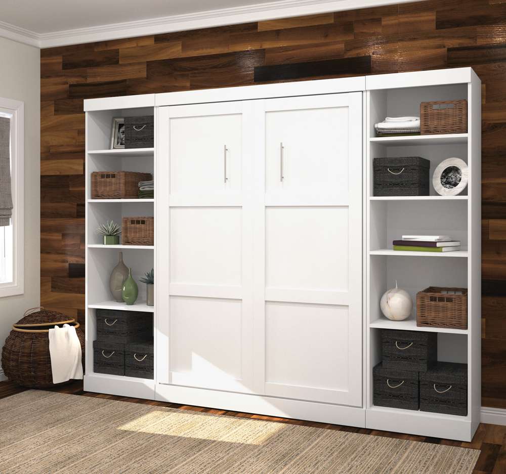 Bestar - Pur Full Murphy Bed with 2 Storage Units (109W) in White - 26893-17 veiw 4