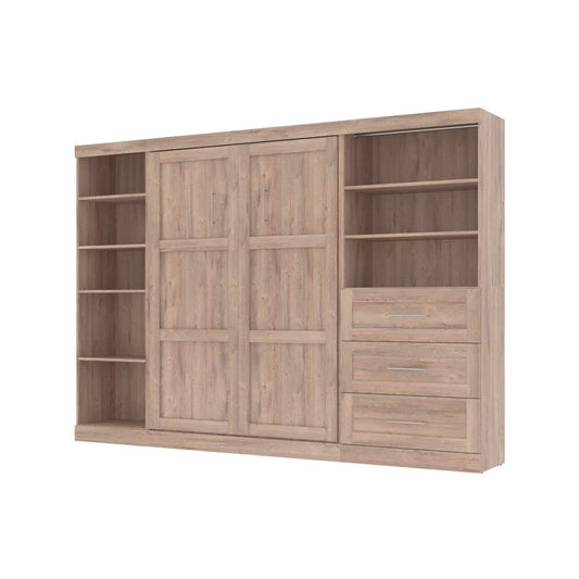 Bestar - Pur Full Murphy Bed with Shelving and Drawers (120W) in Rustic Brown - 26892-000009 veiw 1