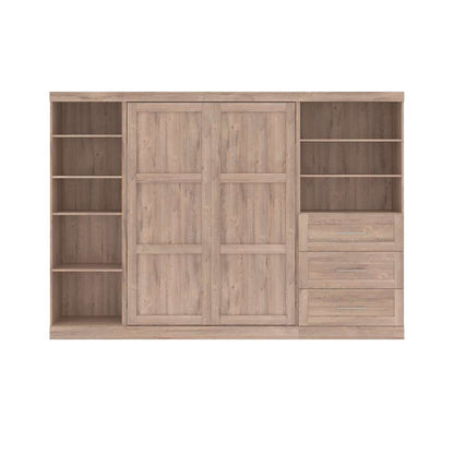 Bestar - Pur Full Murphy Bed with Shelving and Drawers (120W) in Rustic Brown - 26892-000009 veiw 3