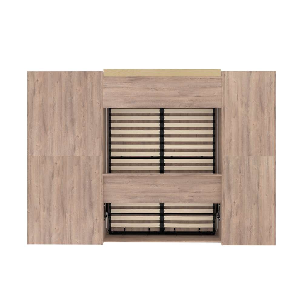 Bestar - Pur Full Murphy Bed with Shelving and Drawers (120W) in Rustic Brown - 26892-000009 veiw 5