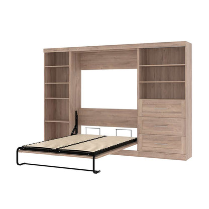 Bestar - Pur Full Murphy Bed with Shelving and Drawers (120W) in Rustic Brown - 26892-000009 veiw 7
