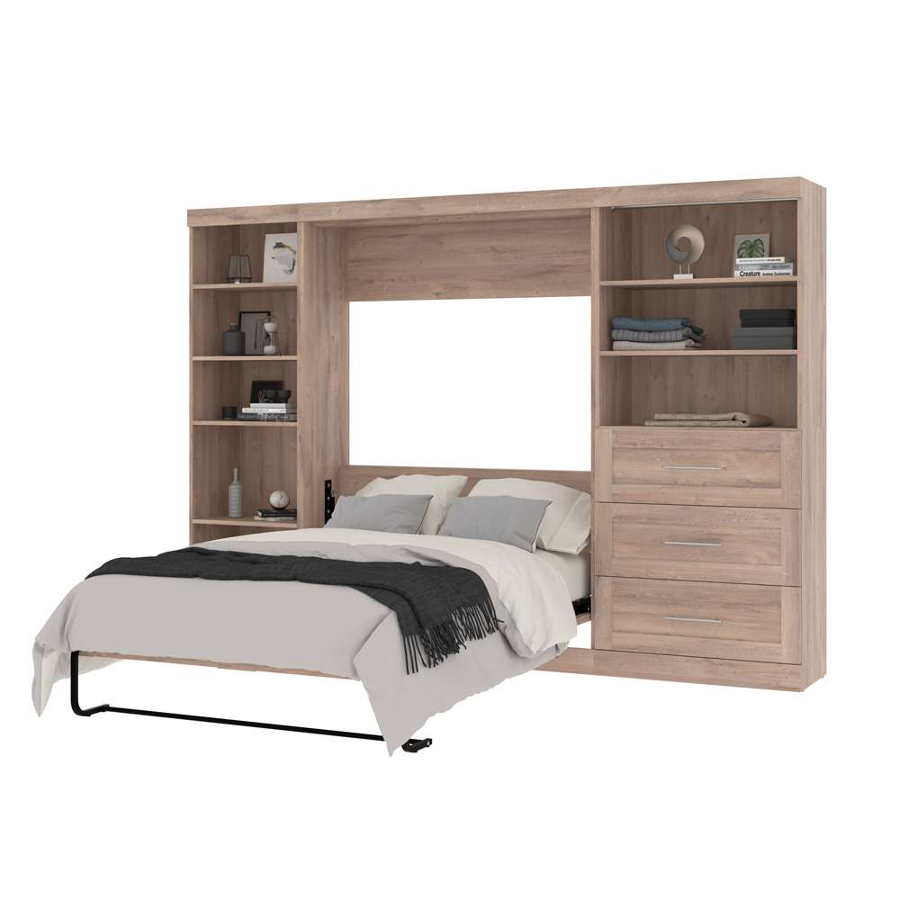 Bestar - Pur Full Murphy Bed with Shelving and Drawers (120W) in Rustic Brown - 26892-000009 veiw 8