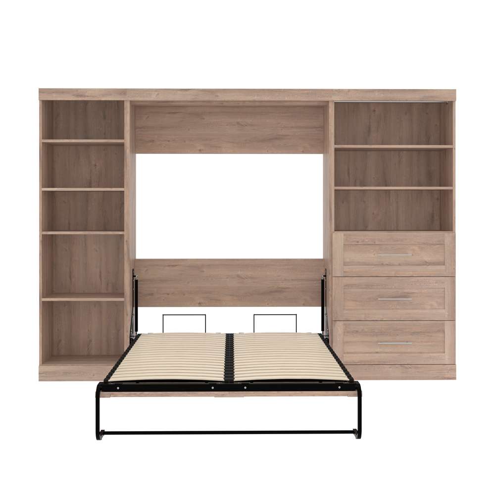 Bestar - Pur Full Murphy Bed with Shelving and Drawers (120W) in Rustic Brown - 26892-000009 veiw 9
