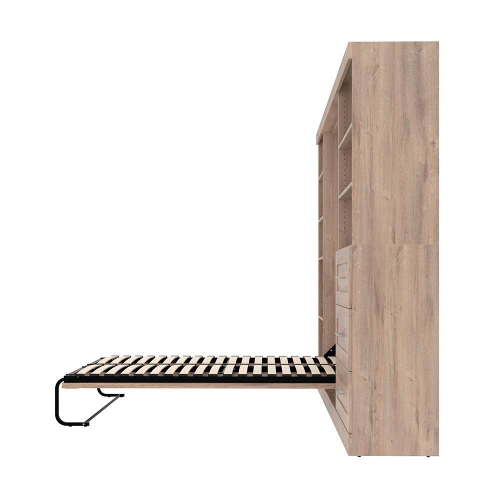 Bestar - Pur Full Murphy Bed with Shelving and Drawers (120W) in Rustic Brown - 26892-000009 veiw 10