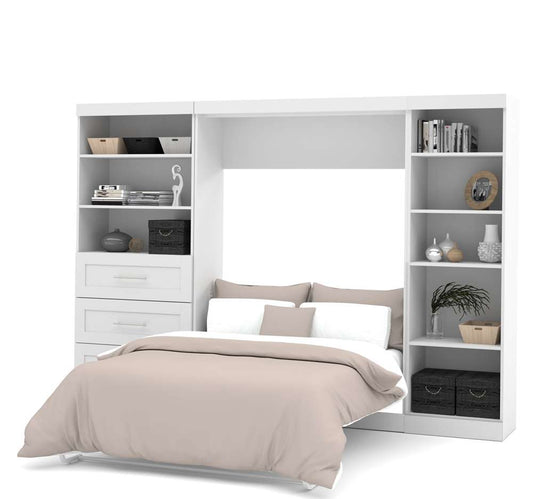 Bestar - Pur Full Murphy Bed with Shelving and Drawers (120W) in White - 26892-17 veiw 2