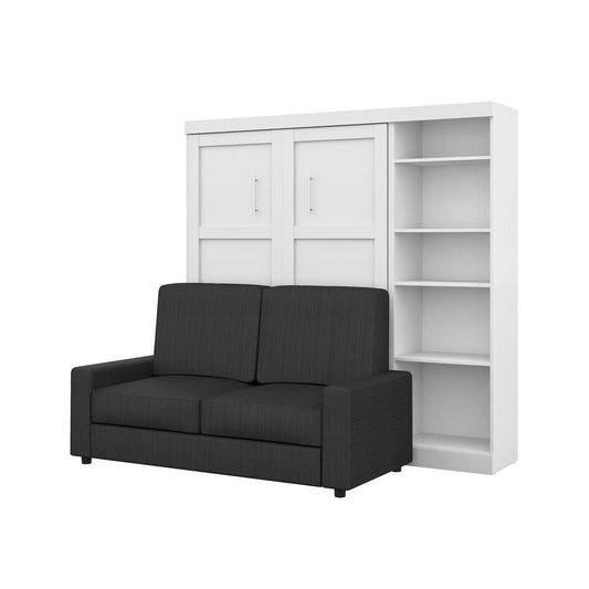 Bestar - Pur Full Murphy Bed with Sofa and Shelving Unit (90W) in White - 26798-000017 veiw 1