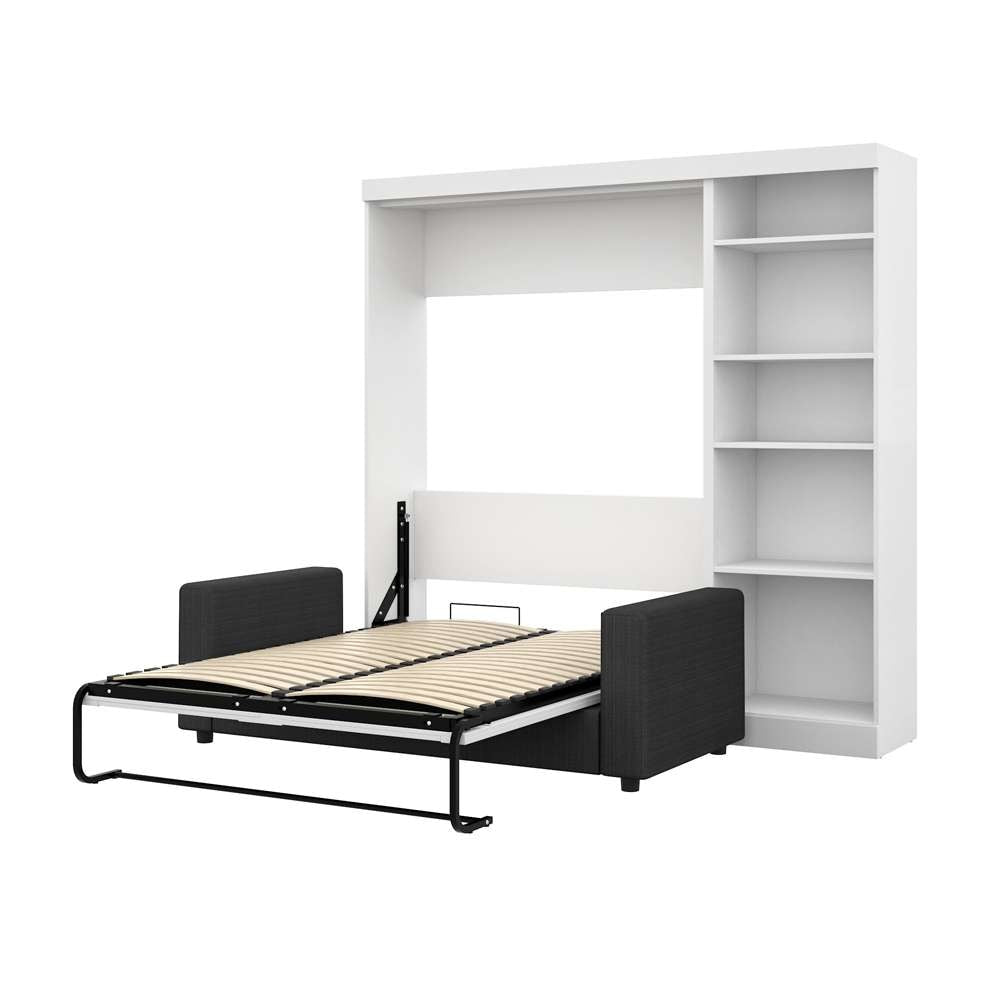 Bestar - Pur Full Murphy Bed with Sofa and Shelving Unit (90W) in White - 26798-000017 veiw 2