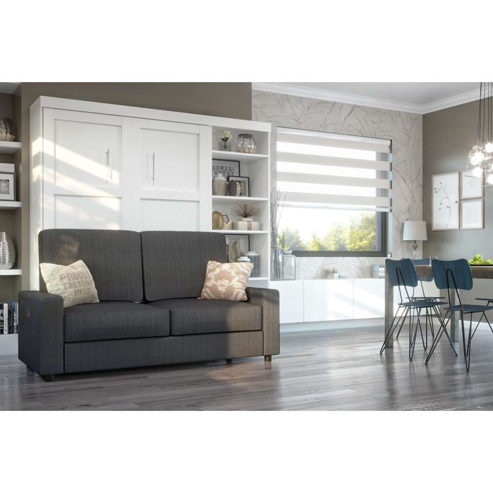 Bestar - Pur Full Murphy Bed with Sofa and Shelving Unit (90W) in White - 26798-000017 veiw 3