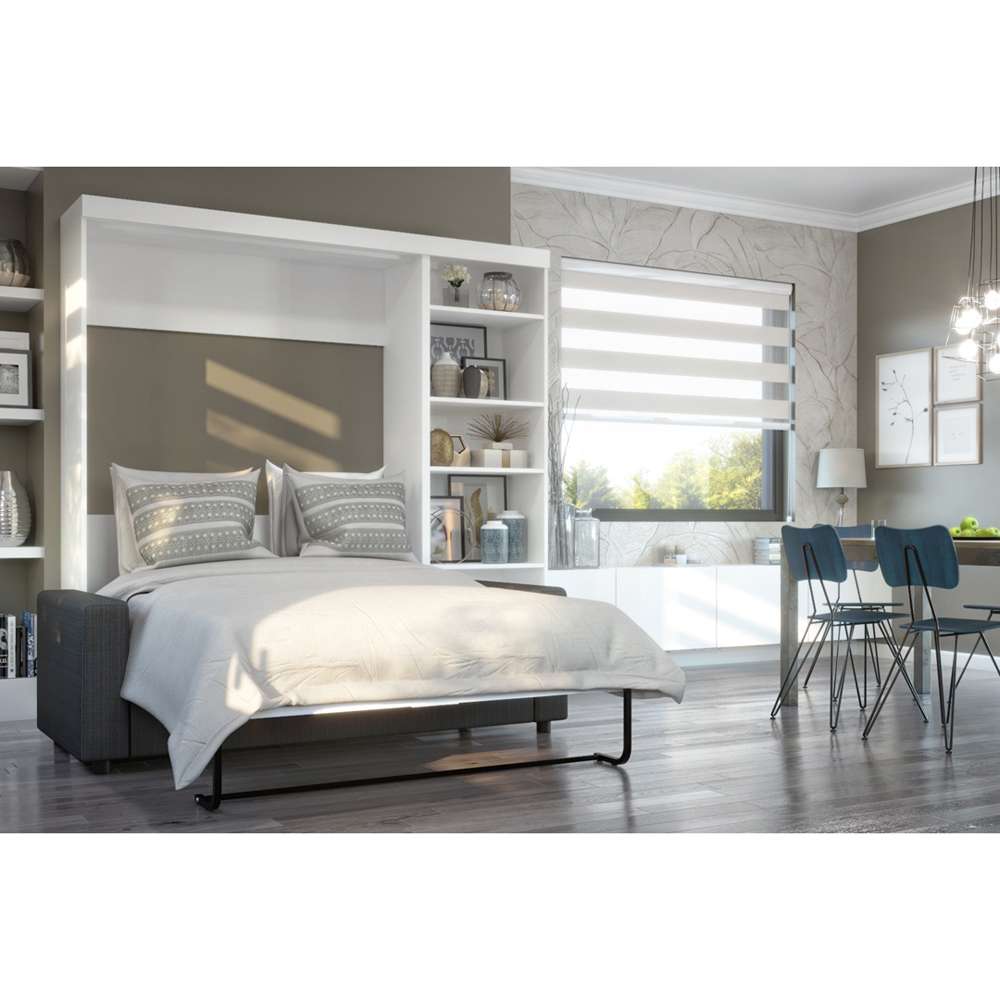 Bestar - Pur Full Murphy Bed with Sofa and Shelving Unit (90W) in White - 26798-000017 veiw 4