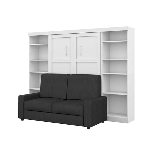Bestar - Pur Full Murphy Bed with Sofa and Shelving Units (109W) in White - 26793-000017 veiw 1