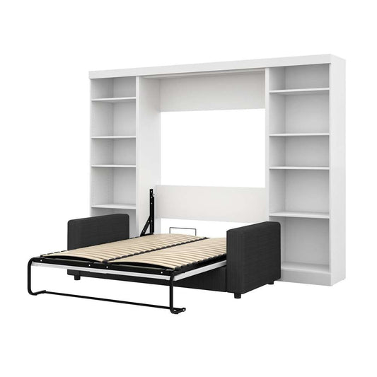 Bestar - Pur Full Murphy Bed with Sofa and Shelving Units (109W) in White - 26793-000017 veiw 2