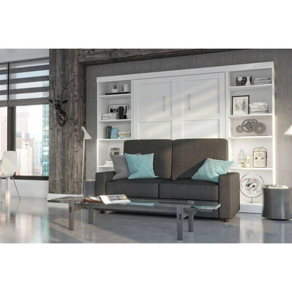 Bestar - Pur Full Murphy Bed with Sofa and Shelving Units (109W) in White - 26793-000017 veiw 3
