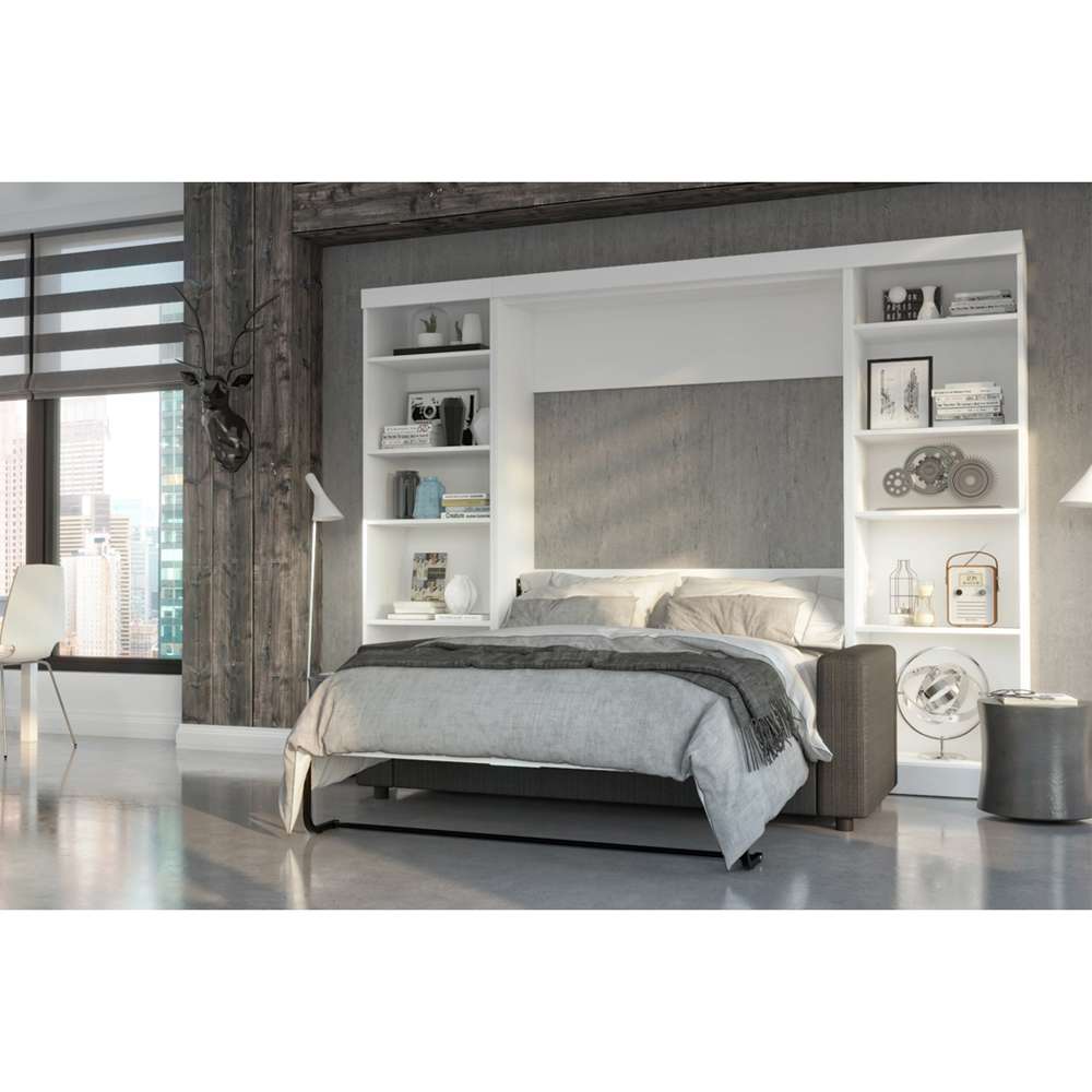 Bestar - Pur Full Murphy Bed with Sofa and Shelving Units (109W) in White - 26793-000017 veiw 4