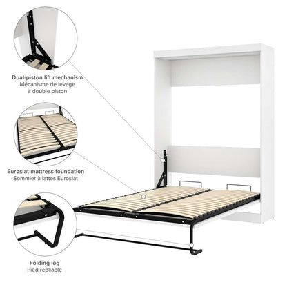 Bestar - Pur Full Murphy Bed with Sofa and Shelving Units (109W) in White - 26793-000017 veiw 6