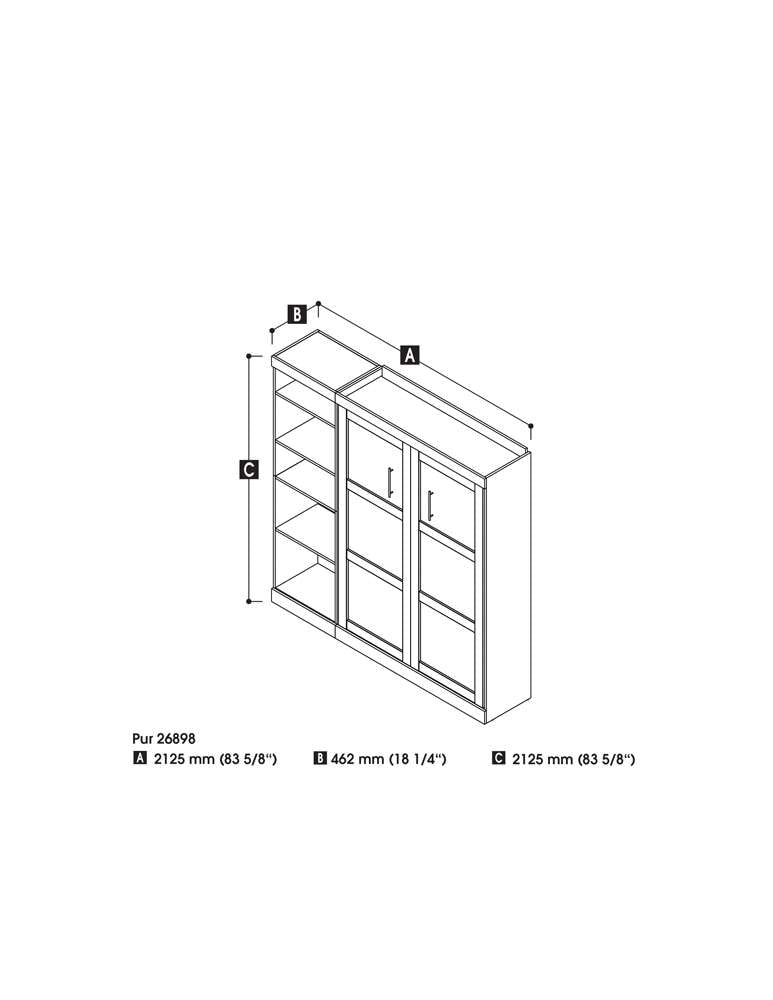 Bestar - Pur Full Murphy Bed with Storage Unit (84W) in White - 26898-17 veiw 6