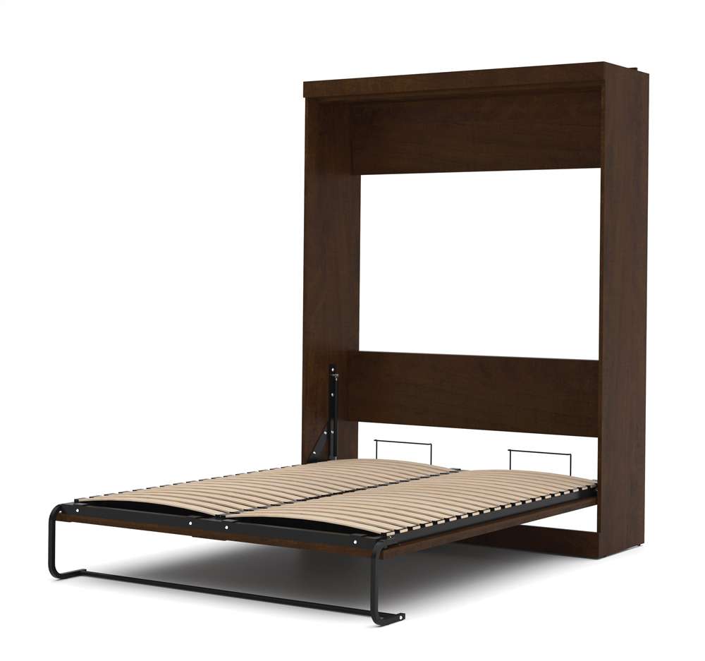 Bestar - Pur Queen Murphy Bed and 2 Shelving Units with Drawers (136W) in Chocolate - 26886-69 veiw 5