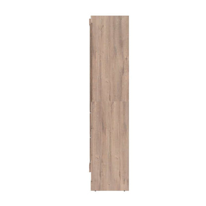 Bestar - Pur Queen Murphy Bed and 2 Shelving Units with Drawers (136W) in Rustic Brown - 26886-000009 veiw 4