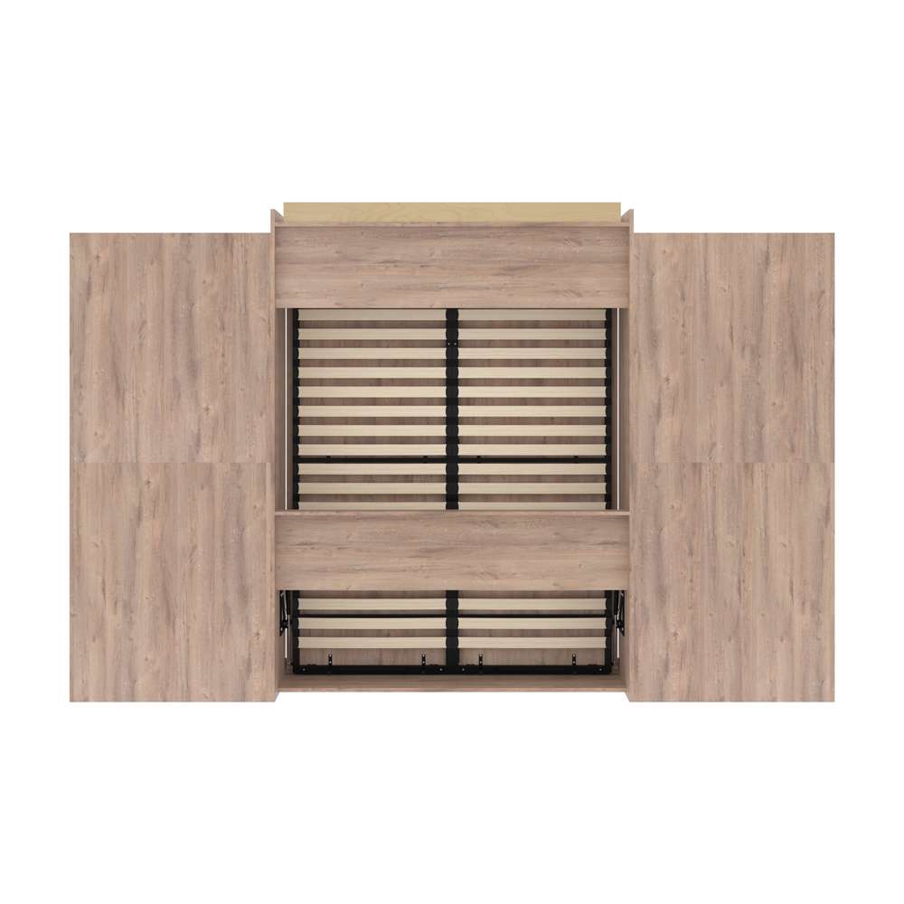 Bestar - Pur Queen Murphy Bed and 2 Shelving Units with Drawers (136W) in Rustic Brown - 26886-000009 veiw 5