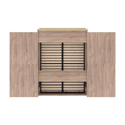Bestar - Pur Queen Murphy Bed and 2 Shelving Units with Drawers (136W) in Rustic Brown - 26886-000009 veiw 5