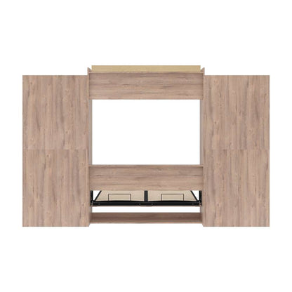 Bestar - Pur Queen Murphy Bed and 2 Shelving Units with Drawers (136W) in Rustic Brown - 26886-000009 veiw 11