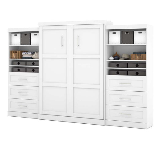 Bestar - Pur Queen Murphy Bed and 2 Shelving Units with Drawers (136W) in White - 26886-17 veiw 1