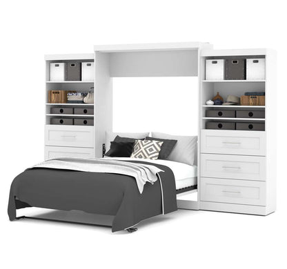 Bestar - Pur Queen Murphy Bed and 2 Shelving Units with Drawers (136W) in White - 26886-17 veiw 2