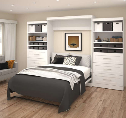 Bestar - Pur Queen Murphy Bed and 2 Shelving Units with Drawers (136W) in White - 26886-17 veiw 3
