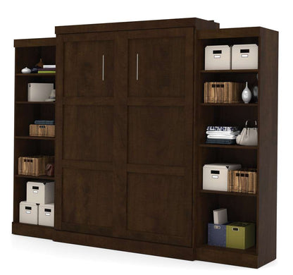 Bestar - Pur Queen Murphy Bed and 2 Storage Units (115W) in Chocolate - 26883-69 veiw 1