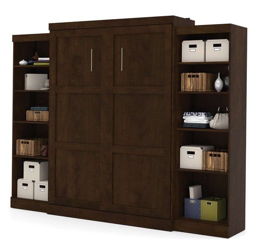 Bestar - Pur Queen Murphy Bed and 2 Storage Units (115W) in Chocolate - 26883-69 veiw 1