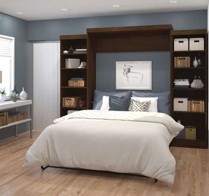 Bestar - Pur Queen Murphy Bed and 2 Storage Units (115W) in Chocolate - 26883-69 veiw 3