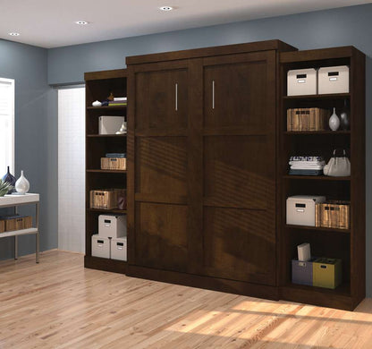 Bestar - Pur Queen Murphy Bed and 2 Storage Units (115W) in Chocolate - 26883-69 veiw 4