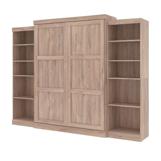 Bestar - Pur Queen Murphy Bed and 2 Storage Units (115W) in Rustic Brown - 26883-000009 veiw 1