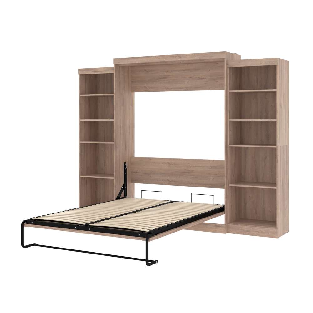 Bestar - Pur Queen Murphy Bed and 2 Storage Units (115W) in Rustic Brown - 26883-000009 veiw 7
