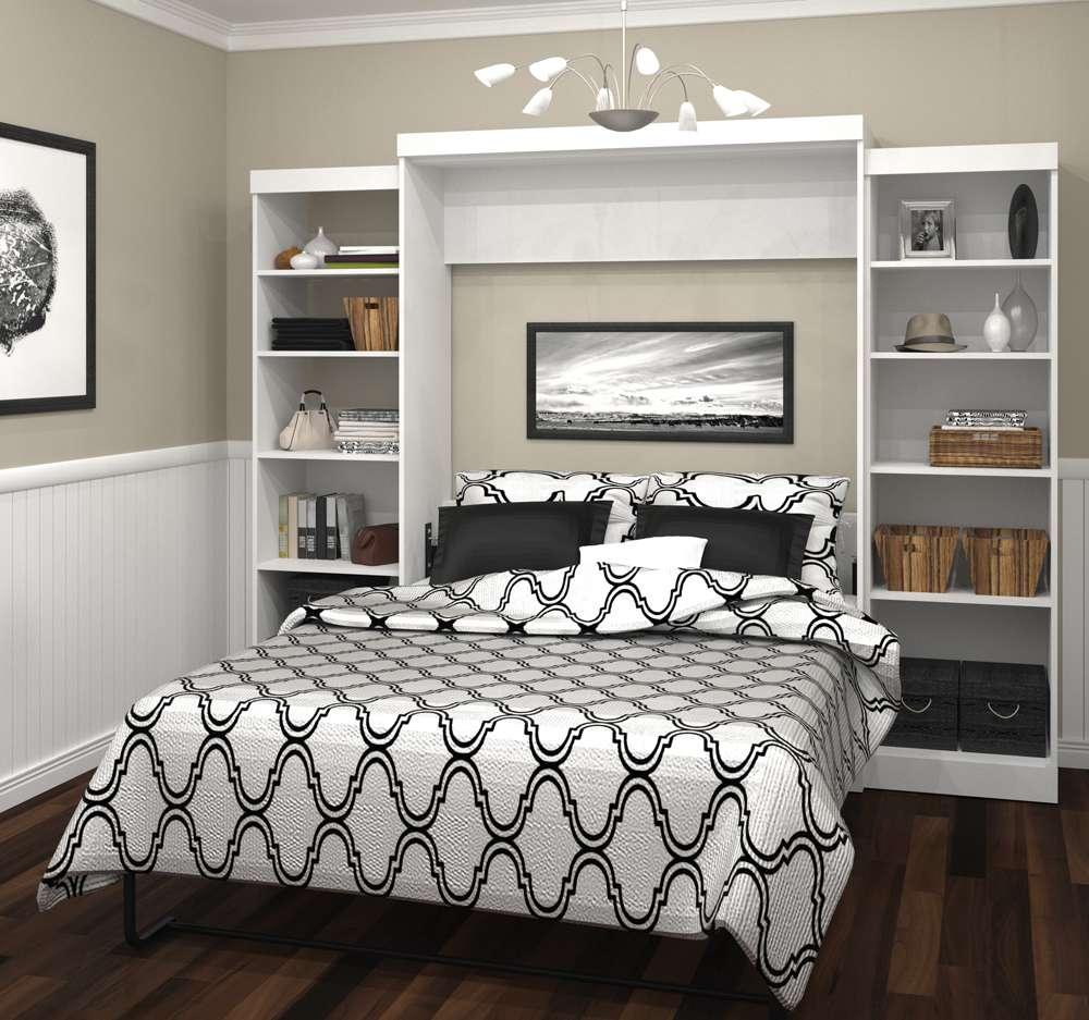 Bestar - Pur Queen Murphy Bed and 2 Storage Units (115W) in White - 26883-17 veiw 3