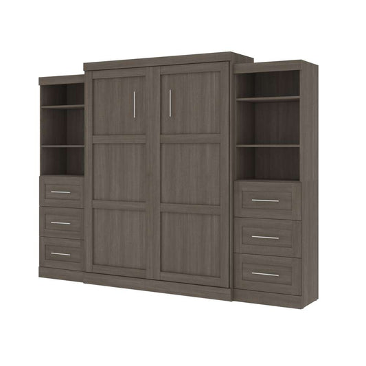 Bestar - Pur Queen Murphy Bed and 2 Storage Units with Drawers (115W) in Bark Grey - 26884-47 veiw 1