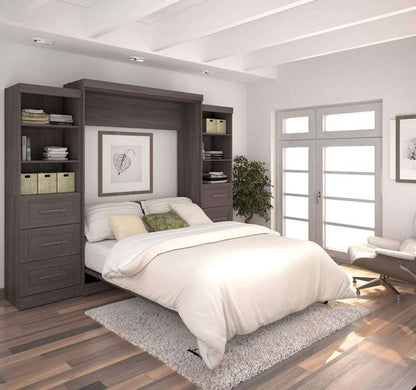 Bestar - Pur Queen Murphy Bed and 2 Storage Units with Drawers (115W) in Bark Grey - 26884-47 veiw 4
