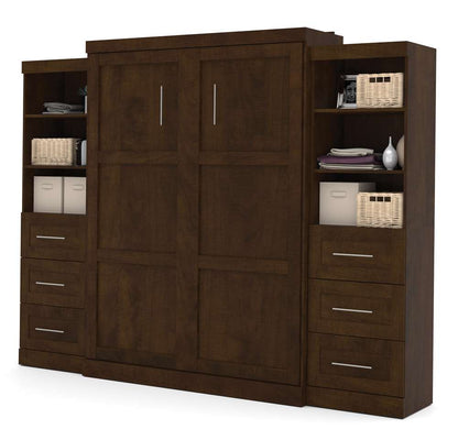 Bestar - Pur Queen Murphy Bed and 2 Storage Units with Drawers (115W) in Chocolate - 26884-69 veiw 1