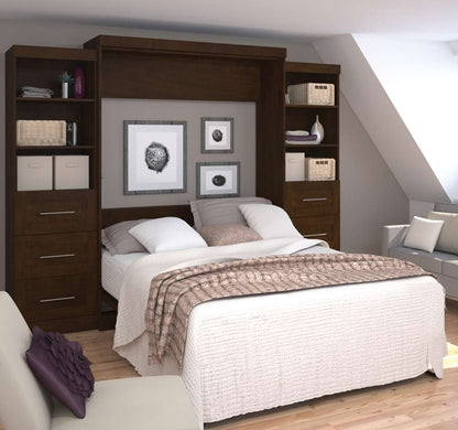 Bestar - Pur Queen Murphy Bed and 2 Storage Units with Drawers (115W) in Chocolate - 26884-69 veiw 3